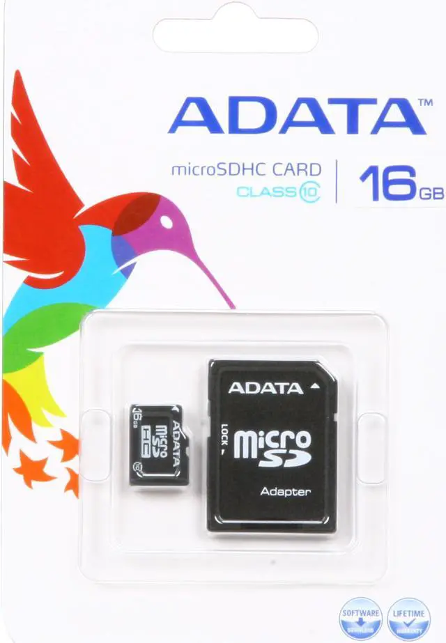 Alt view image 4 of 4 - ADATA 16GB Class 10 Micro SDHC Flash Card with SD adaptor Model AUSDH16GCL10-RA1