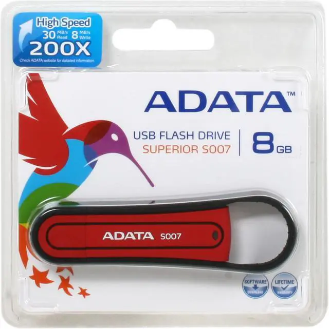 Alt view image 6 of 6 - ADATA S007 Military-Specification 8GB USB 2.0 Flash Drive (Red) AS007-8G-RRD