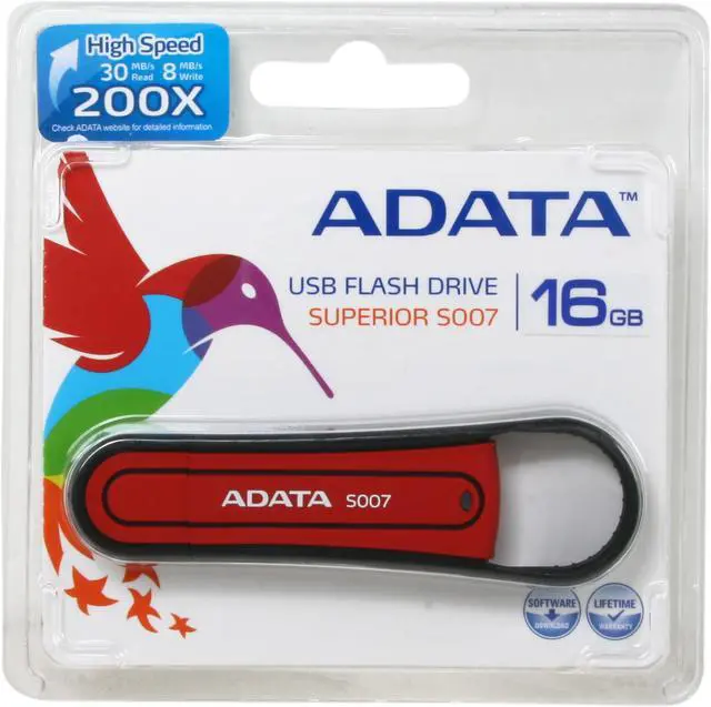 Alt view image 6 of 6 - ADATA S007 Military-Specification 16GB USB 2.0 Flash Drive (Red) AS007-16G-RRD