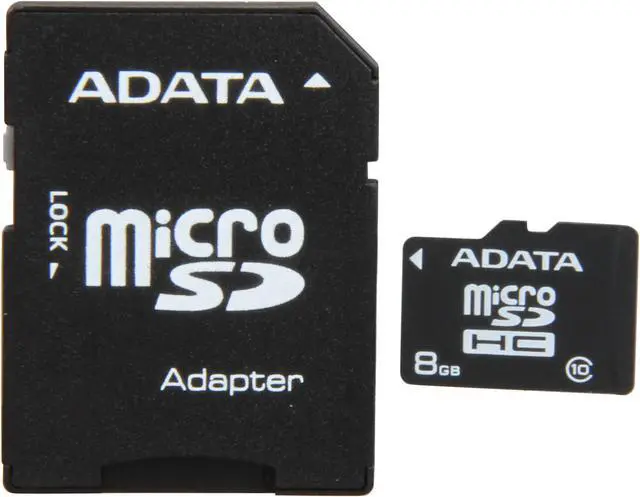 Main image of ADATA 8GB Class 10 Micro SDHC Flash Card with SD adaptor Model AUSDH8GCL10-RA1
