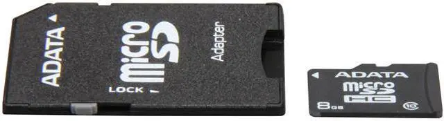 Alt view image 3 of 4 - ADATA 8GB Class 10 Micro SDHC Flash Card with SD adaptor Model AUSDH8GCL10-RA1
