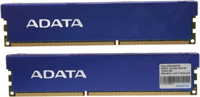 Alt view image 2 of 3 - ADATA Premier Series 8GB (2 x 4GB) DDR3 1333 (PC3 10666) Desktop Memory Model AD3U1333C4G9-DRH