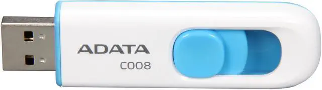 Alt view image 2 of 4 - ADATA Classic Series C008 Retractable 64GB USB 2.0 Flash Drive (White and Blue) AC008-64G-RWE