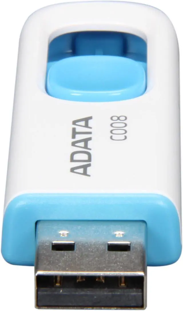 Alt view image 3 of 4 - ADATA Classic Series C008 Retractable 64GB USB 2.0 Flash Drive (White and Blue) AC008-64G-RWE