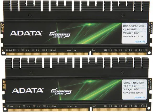 Alt view image 2 of 3 - ADATA Gaming v2.0 Series 8GB (2 x 4GB) DDR3 1866 (PC3 14900) Desktop Memory Model AX3U1866GC4G9B-DG2
