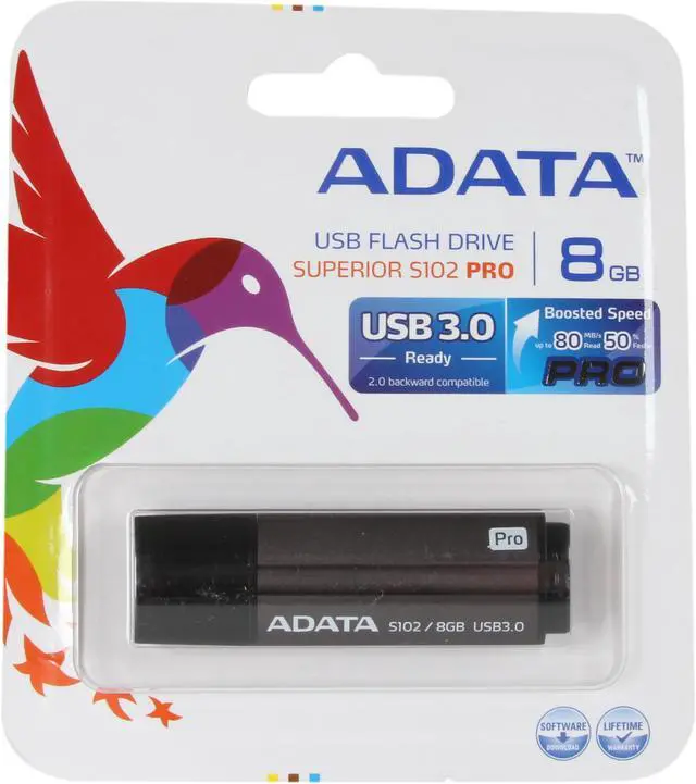 Alt view image 5 of 5 - ADATA Value-Driven S102 Pro Effortless Upgrade 8GB USB 3.0 Flash Drive (Gray) AS102P-8G-RGY