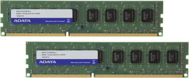 Main image of ADATA Premier Series 16GB (2 x 8GB) DDR3 1333 (PC3 10666) Desktop Memory Model AD3U1333W8G9-2