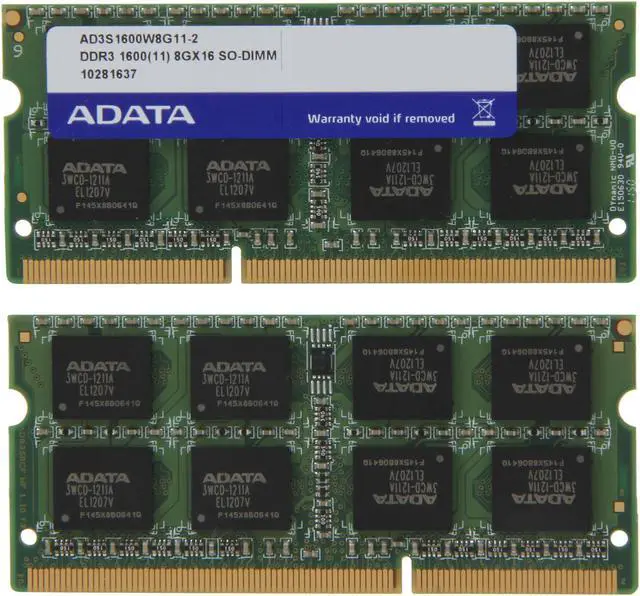 Alt view image 2 of 3 - ADATA Premier Series 16GB (2 x 8GB) 204-Pin DDR3 SO-DIMM DDR3 1600 (PC3 12800) Laptop Memory Model AD3S1600W8G11-2