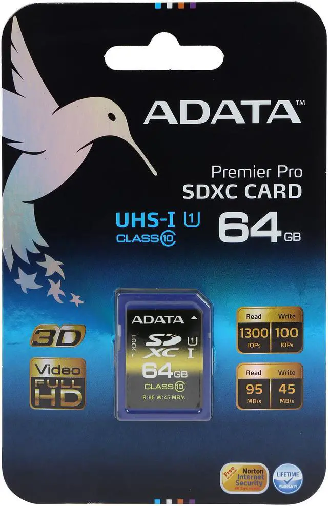 Alt view image 4 of 4 - ADATA ASDX64GUI1CL10-R Premier Pro 64GB SDHC Card
