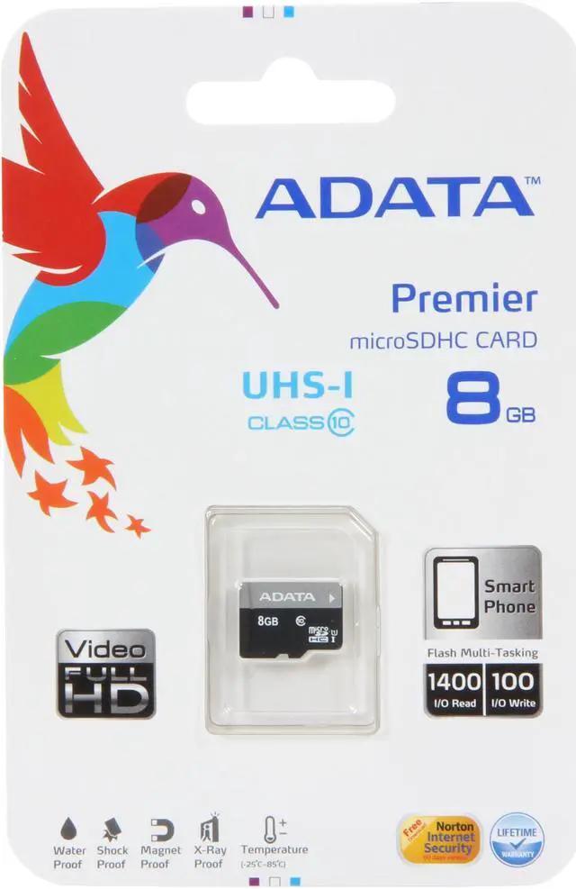 Alt view image 4 of 4 - ADATA Premier 8GB microSDHC UHS-I CLASS 10 Flash Card