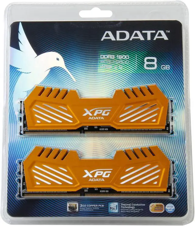 Alt view image 3 of 3 - XPG V2 8GB (2 x 4GB) DDR3 1600 (PC3 12800) Desktop Memory Model AX3U1600W4G9-DGV