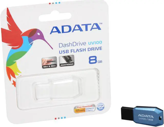Alt view image 5 of 6 - ADATA DashDrive UV100 8GB Slim Bevelled USB 2.0 Flash Drive AUV100-8G-RBL