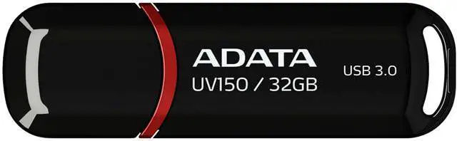 Main image of ADATA 32GB UV150 Snap-on Cap USB 3.0 Flash Drive (AUV150-32G-RBK)