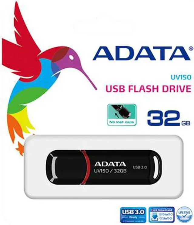 Alt view image 4 of 5 - ADATA 32GB UV150 Snap-on Cap USB 3.0 Flash Drive (AUV150-32G-RBK)