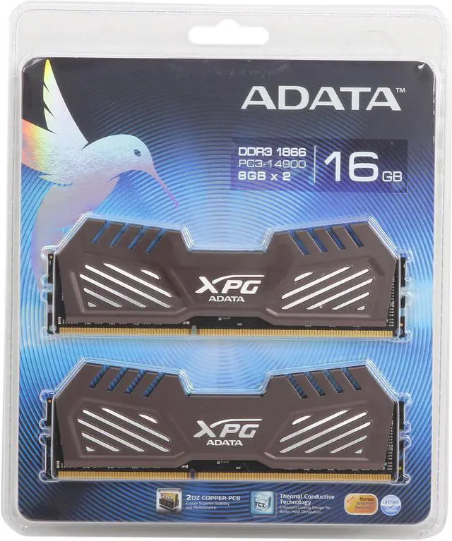 Alt view image 3 of 3 - XPG V2 16GB (2 x 8GB) DDR3 1866 (PC3 14900) Desktop Memory Model AX3U1866W8G10-DMV