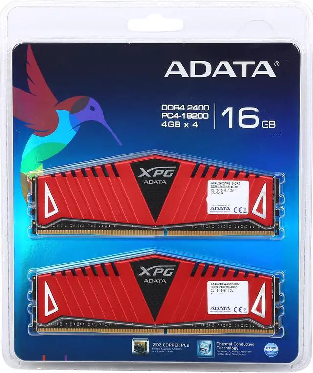 Alt view image 3 of 3 - XPG Z1 16GB (4 x 4GB) DDR4 2400 (PC4 19200) Desktop Memory Model AX4U2400W4G16-QRZ