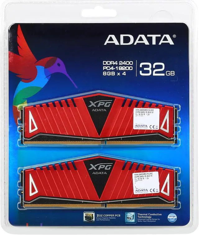 Alt view image 3 of 3 - XPG Z1 32GB (4 x 8GB) DDR4 2400 (PC4 19200) Desktop Memory Model AX4U2400W8G16-QRZ