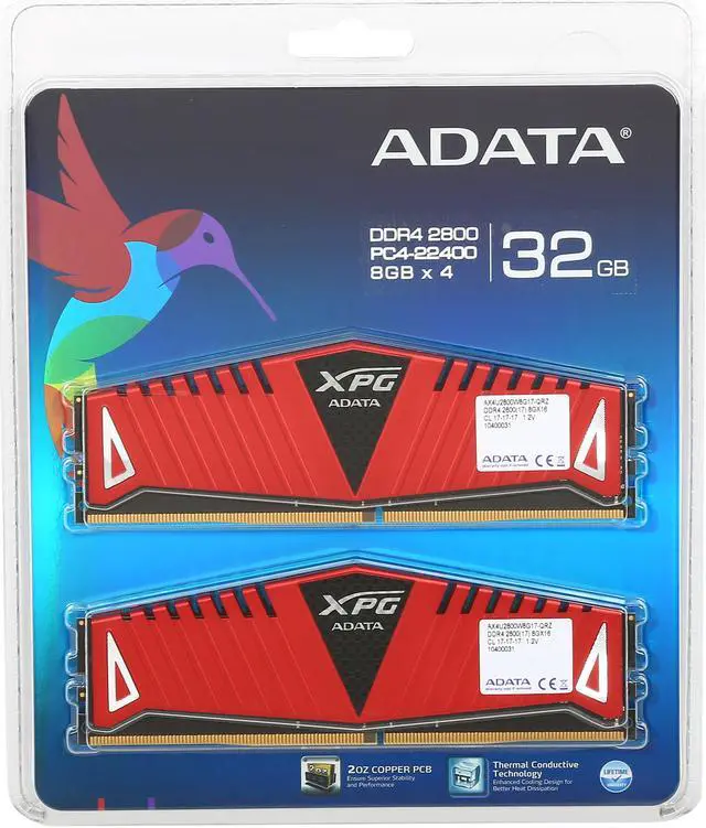 Alt view image 3 of 3 - XPG Z1 32GB (4 x 8GB) DDR4 2800 (PC4 22400) Desktop Memory Model AX4U2800W8G17-QRZ