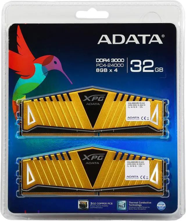 Alt view image 3 of 3 - XPG 32GB (4 x 8GB) DDR4 3000 (PC4 24000) Desktop Memory - Gold Edition Model AX4U3000W8G16-QGZ