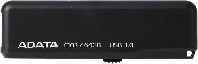 Alt view image 2 of 5 - ADATA C103 64GB Retractable USB 3.0 Flash Drive AC103-64G-RBK