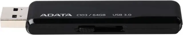 Alt view image 3 of 5 - ADATA C103 64GB Retractable USB 3.0 Flash Drive AC103-64G-RBK