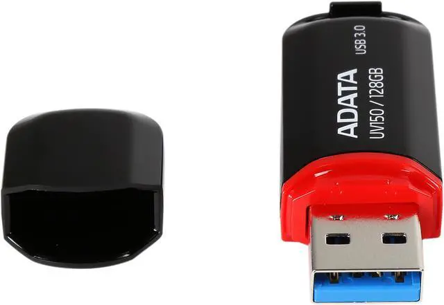 Alt view image 4 of 6 - ADATA 128GB UV150 Snap-on Cap USB 3.0 Flash Drive (AUV150-128G-RBK)