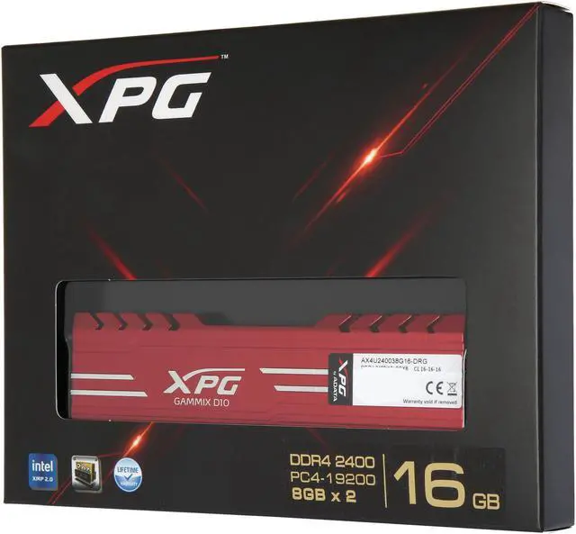 Alt view image 2 of 2 - XPG GAMMIX D10 16GB (2 x 8GB) DDR4 2400 (PC4 19200) Desktop Memory Model AX4U240038G16-DRG