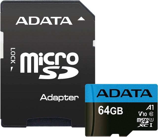 Alt view image 3 of 4 - ADATA 64GB Premier microSDXC UHS-I / Class 10 V10 A1 Memory Card with SD Adapter, Speed Up to 100MB/s (AUSDX64GUICL10A1-RA1)
