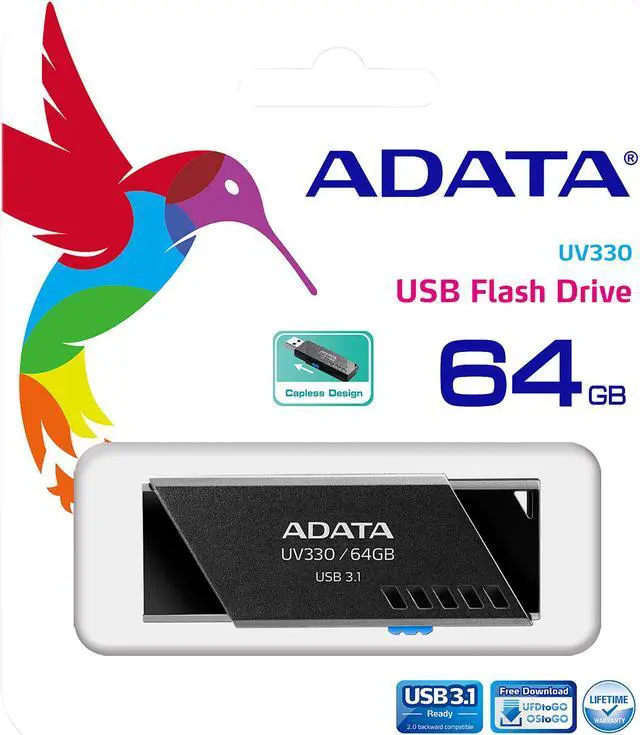 Alt view image 2 of 2 - ADATA 64GB UV330 USB 3.1 Flash Drive (AUV330-64G-RBK)