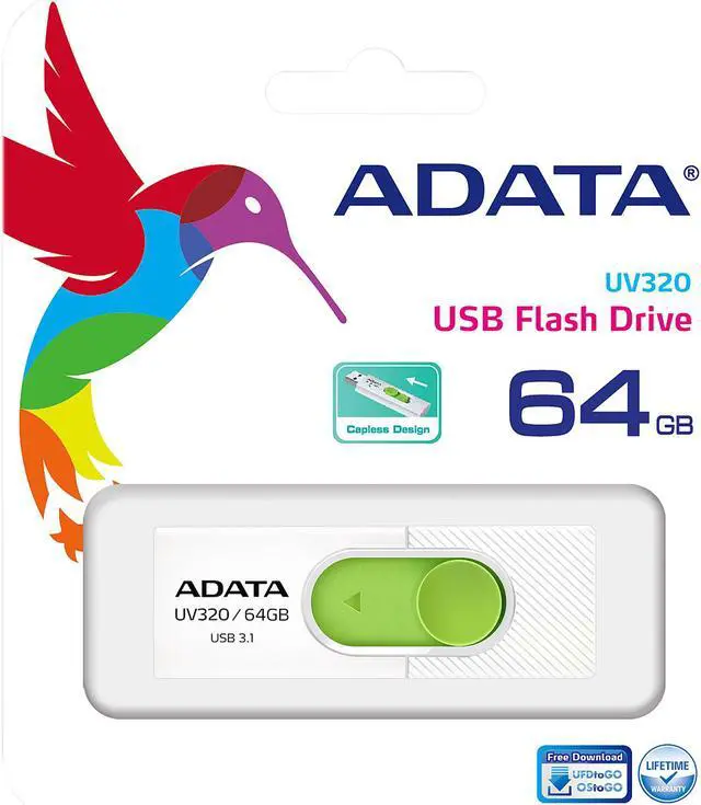 Alt view image 3 of 4 - ADATA 64GB UV320 USB 3.1 Flash Drive (AUV320-64G-RWHGN)