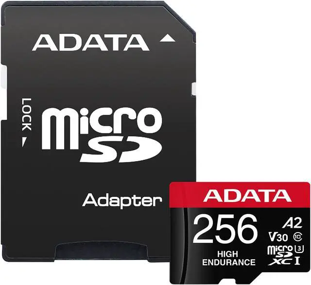 Alt view image 3 of 4 - ADATA 256GB High Endurance microSDXC UHS-I U3 / Class 10 V30 A2 Memory Card with SD Adapter, Speed Up to 100MB/s (AUSDX256GUI3V30SHA2-RA1)