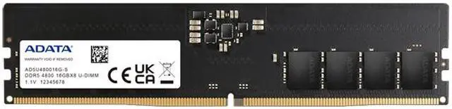 Alt view image 2 of 2 - ADATA  32GB (2 x 16GB) 288-Pin DDR5 SDRAM DDR5 4800 (PC5 38400) Intel XMP 3.0 Desktop Memory Model AD5U480016G-DT