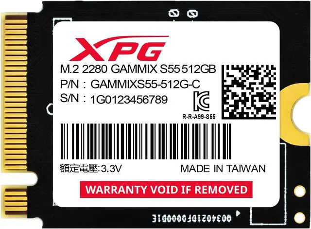 Main image of XPG GAMMIX S55 M.2 2230 512GB PCI-Express 4.0 x4 3D NAND SGAMMIXS55-512G-C