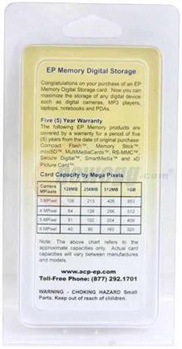 EP Memory Storage Secure 128MB Secure Digital (SD) Flash Media Model ...