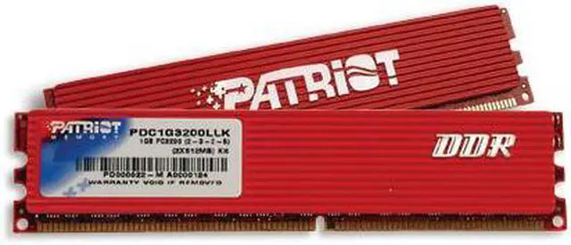 Main image of Patriot Extreme Performance 1GB (2 x 512MB) DDR 400 (PC 3200) Dual Channel Kit Desktop Memory Model PDC1G3200LLK