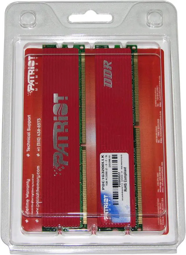 Alt view image 2 of 2 - Patriot Extreme Performance 1GB (2 x 512MB) DDR 400 (PC 3200) Dual Channel Kit Desktop Memory Model PDC1G3200LLK