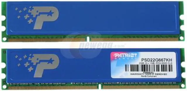 Alt view image 2 of 3 - Patriot Signature 2GB (2 x 1GB) DDR2 667 (PC2 5300) Dual Channel Kit Desktop Memory Model PSD22G667KH