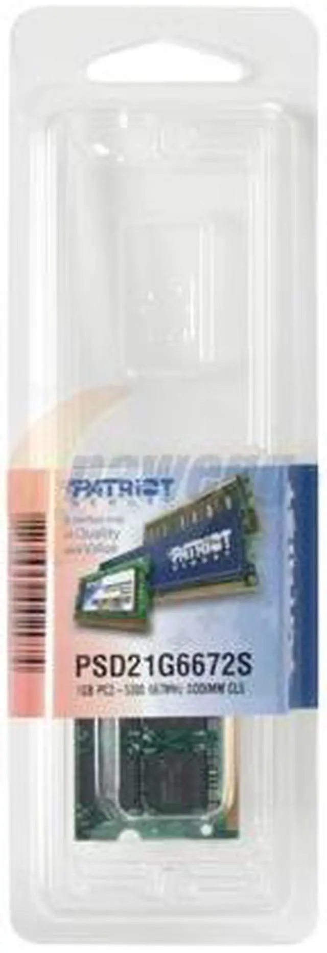 Alt view image 3 of 3 - Patriot 1GB 200-Pin DDR2 SO-DIMM DDR2 667 (PC2 5300) Laptop Memory Model PSD21G6672S