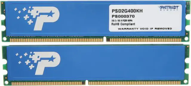 Alt view image 2 of 3 - Patriot Signature 2GB (2 x 1GB) DDR 400 (PC 3200) System Memory Model PSD2G400KH