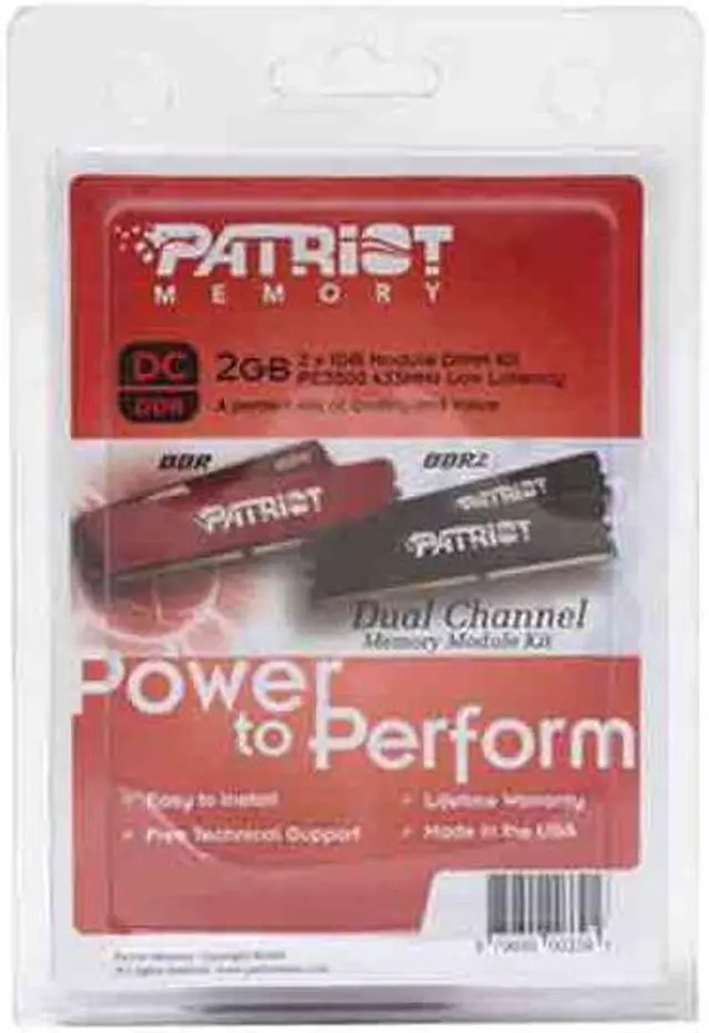 Alt view image 2 of 2 - Patriot 2GB (2 x 1GB) DDR 433 (PC 3500) Dual Channel Kit Desktop Memory Model PDC2G3500LLK