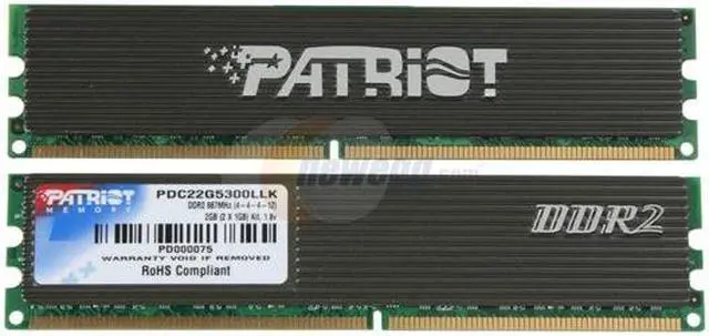 Alt view image 3 of 4 - Patriot 2GB (2 x 1GB) DDR2 667 (PC2 5300) Dual Channel Kit Desktop Memory Model PDC22G5300LLK
