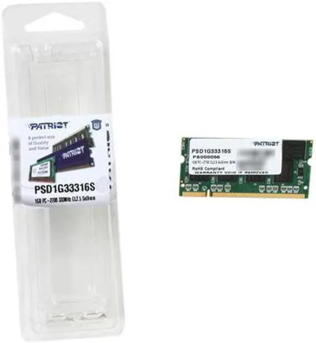 Alt view image 3 of 3 - Patriot Signature 1GB 200-Pin DDR SO-DIMM DDR 333 (PC 2700) Laptop Memory Model PSD1G33316S