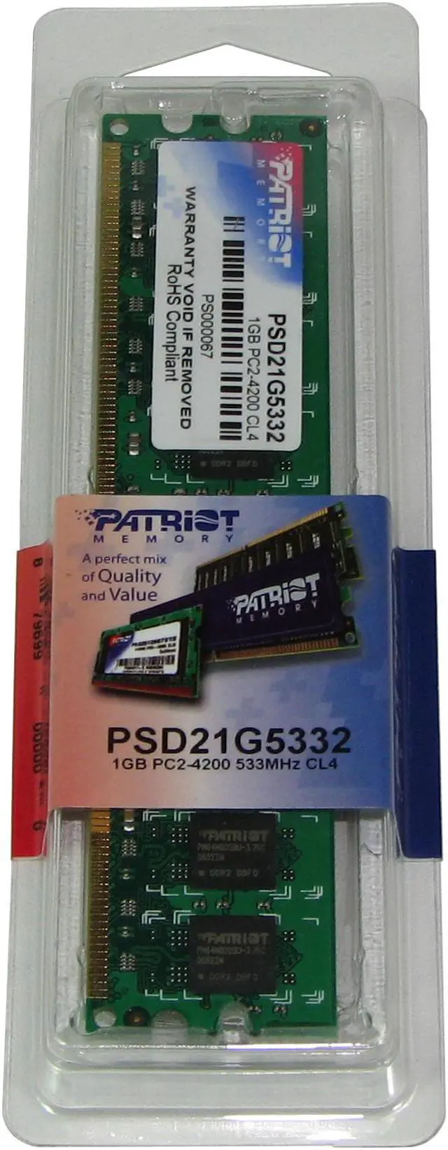 Alt view image 2 of 2 - Patriot Signature 1GB DDR2 533 (PC2 4200) Desktop Memory Model PSD21G5332