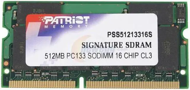 Main image of Patriot Signature 512MB 144-Pin SO-DIMM PC 133 Laptop Memory Model PSS51213316S