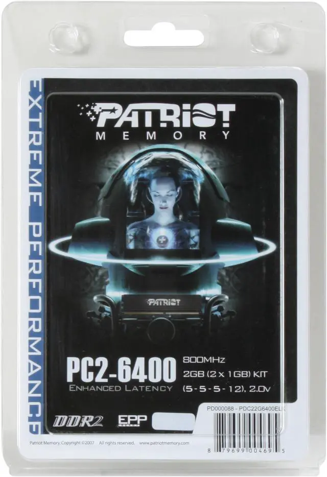 Alt view image 3 of 3 - Patriot Extreme Performance 2GB (2 x 1GB) DDR2 800 (PC2 6400) Dual Channel Kit Desktop Memory Model PDC22G6400ELK