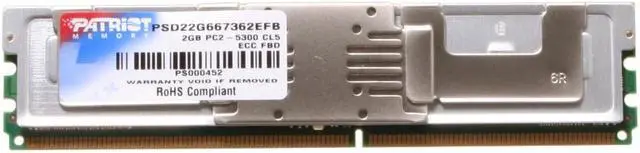 Main image of Patriot 2GB ECC Fully Buffered DDR2 667 (PC2 5300) Server Memory Model PSD22G667362EFB