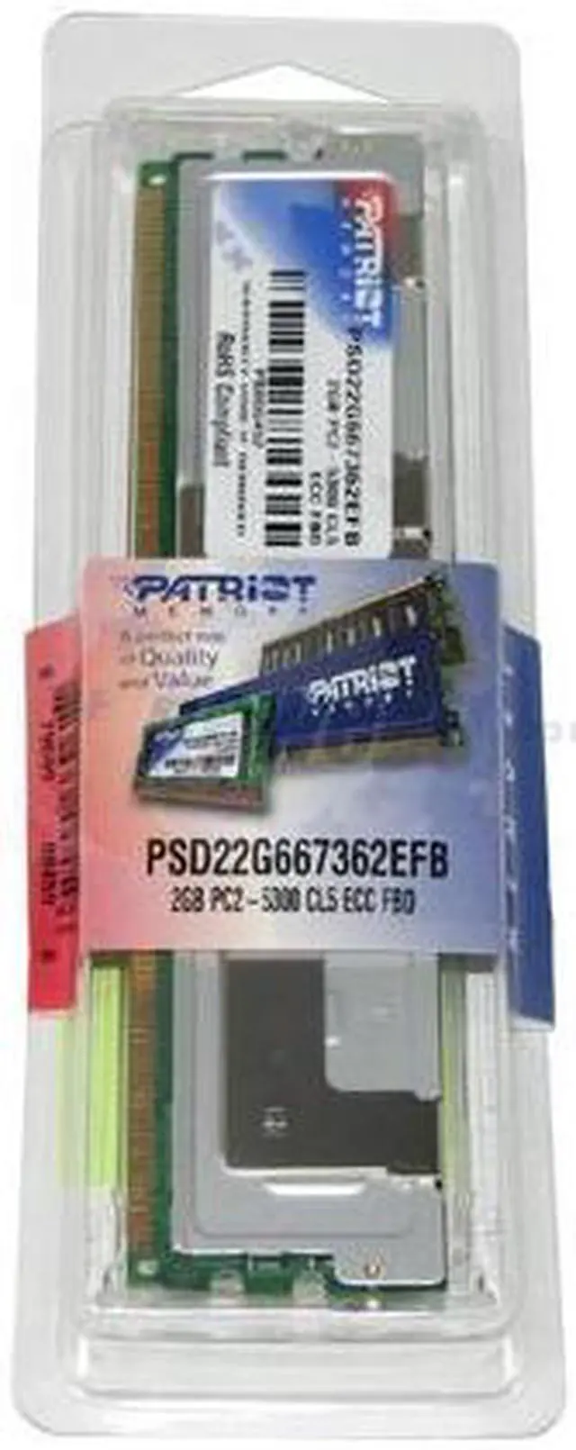 Alt view image 2 of 2 - Patriot 2GB ECC Fully Buffered DDR2 667 (PC2 5300) Server Memory Model PSD22G667362EFB