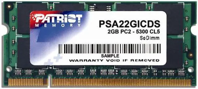 Main image of Patriot Memory 2GB DDR2 667 (PC2 5300) Mac Memory for Apple Notebook Model PSA22GICDS - OEM