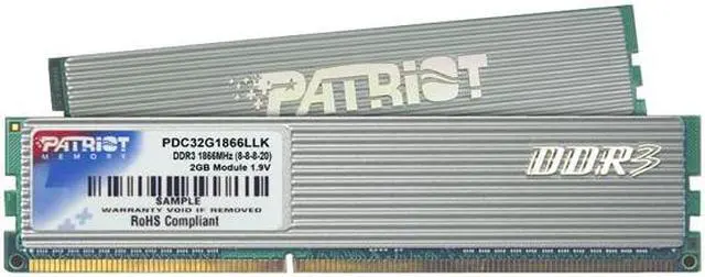 Main image of Patriot Extreme Performance 2GB (2 x 1GB) DDR3 1866 (PC3 15000) Dual Channel Kit Desktop Memory Model PDC32G1866LLK