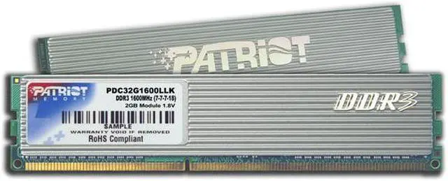 Main image of Patriot Extreme Performance 2GB (2 x 1GB) DDR3 1600 (PC3 12800) Dual Channel Kit Desktop Memory Model PDC32G1600LLK